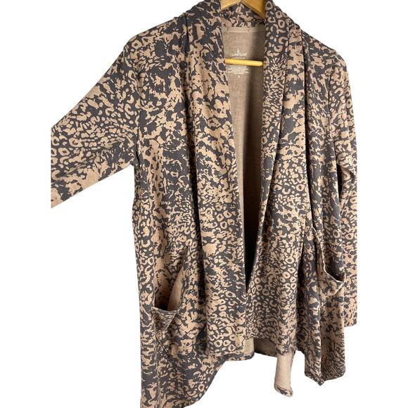 Cuddl Duds Comfortwear French Terry Cascade Open Front Cardigan Size Small - Picture 4 of 8